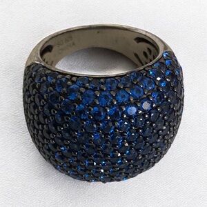 JTV Blue Spinel Stamped Sterling Silver 925 Ring